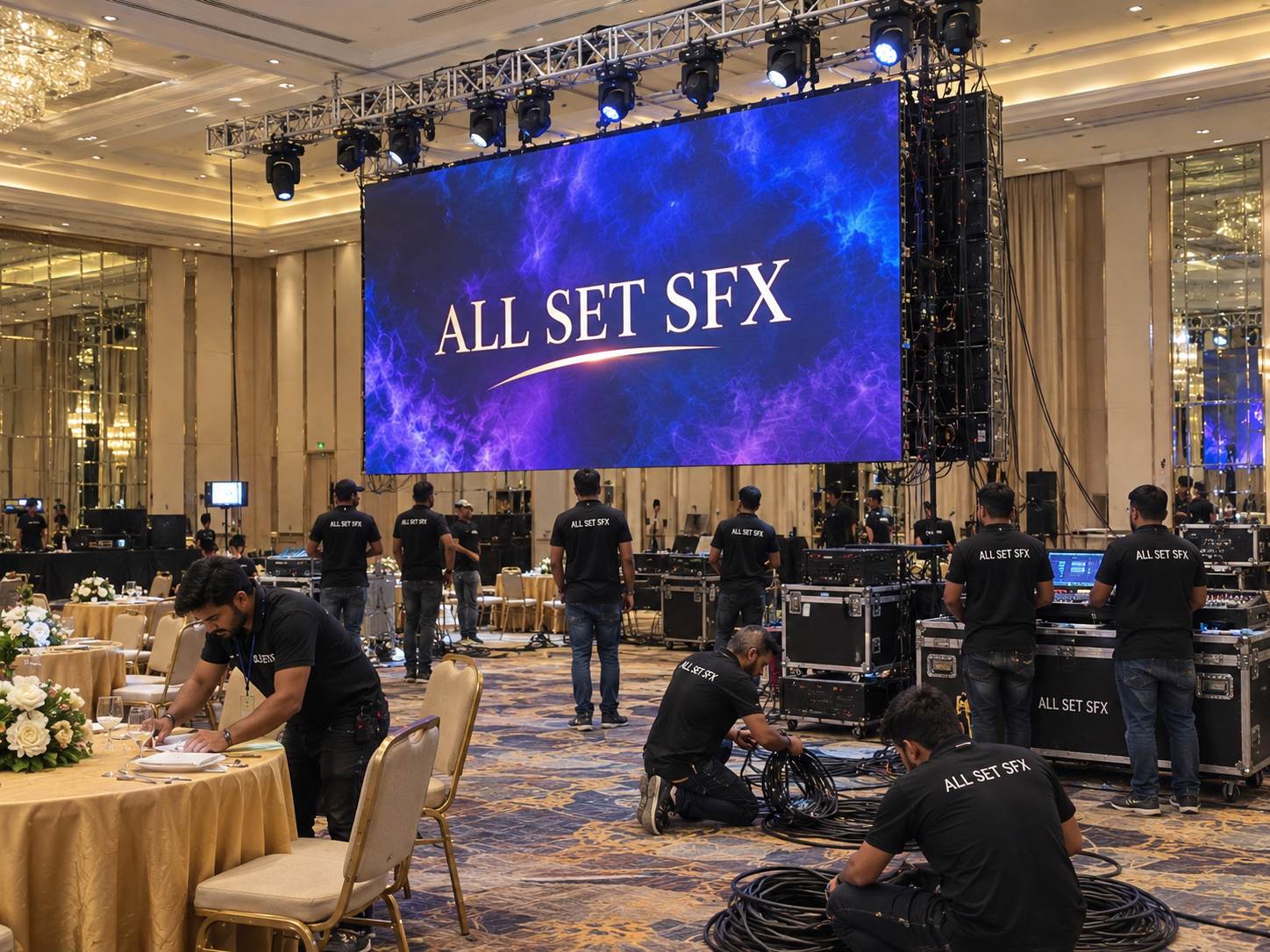 Crew setting up
